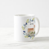 水パーソナライズされた色コーギと春リース コーヒーマグカップ (正面右)