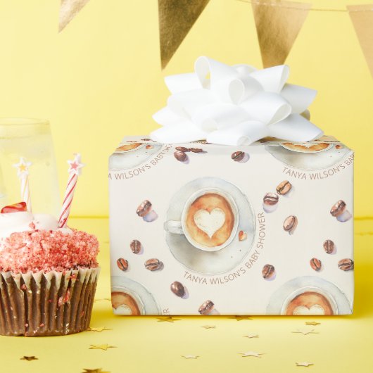 水パーソナライズされた色コーヒーベビーシャワー ラッピングペーパー (誕生日パーティー)
