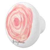 水パーソナライズされた色コーラルピンクの花 セラミックノブ (右)