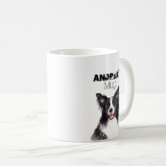 水パーソナライズされた色コ縁どリー コーヒーマグカップ (正面右)