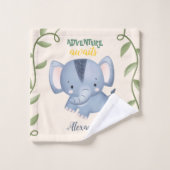 水パーソナライズされた色サファリ動物 バスタオルセット (ウォッシュタオル)