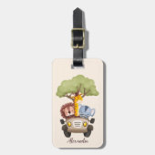 水パーソナライズされた色サファリ動物 ラゲッジタグ (正面縦)