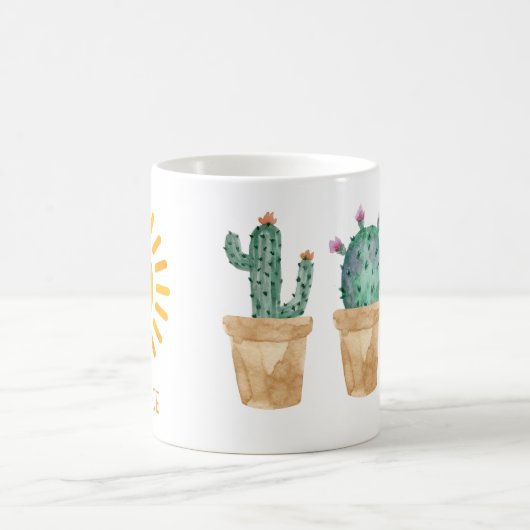 水パーソナライズされた色サンサボテン コーヒーマグカップ (中央)