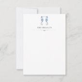 水パーソナライズされた色シーホースブルー サンキューカード (正面)