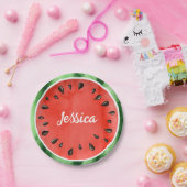 水パーソナライズされた色スイカ切り丸 ペーパープレート (パーティー)