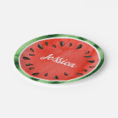 水パーソナライズされた色スイカ切り丸 ペーパープレート (アングル)