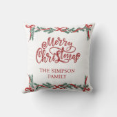 水パーソナライズされた色スクリプトのクリスマスグリーン クッション (裏面)