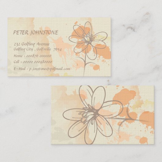 水パーソナライズされた色スプラットのスケッチフローラ 名刺 (正面/裏面)