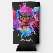 水パーソナライズされた色タイガー頭 スリム缶クーラー (正面)