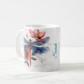 水パーソナライズされた色トンボ コーヒーマグカップ (正面左)