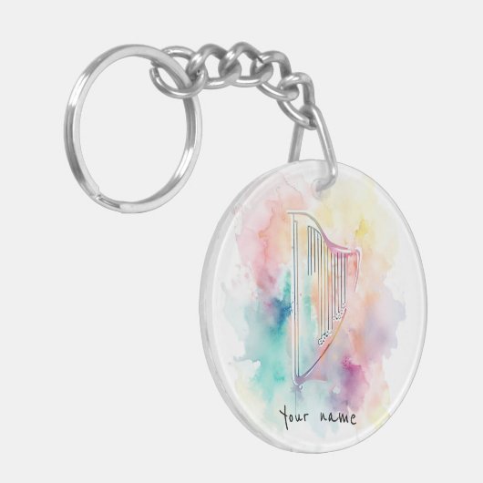 水パーソナライズされた色ハープキーチェーン キーホルダー (正面左)