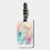 水パーソナライズされた色ハープ荷物タグ ラゲッジタグ (正面縦)