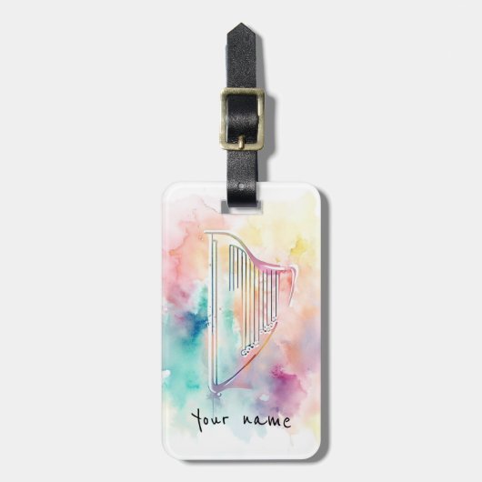 水パーソナライズされた色ハープ荷物タグ ラゲッジタグ (正面縦)