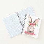 水パーソナライズされた色バニーピンク花名 ノートブック (内部)