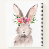 水パーソナライズされた色バニーピンク花名 ノートブック (裏面)