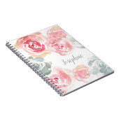 水パーソナライズされた色バラ花ガーリー ノートブック (右側)