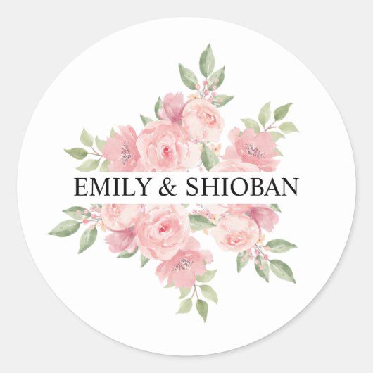 水パーソナライズされた色バラ ラウンドシール (正面)