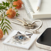 水パーソナライズされた色バリのペットの写真名 キーホルダー (正面右)