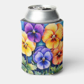 水パーソナライズされた色パンジー缶クーラー 缶クーラー (缶裏面)