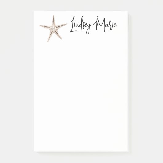 水パーソナライズされた色ヒトデ事後備考 ポストイット (正面)