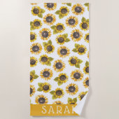 水パーソナライズされた色ヒマワリビーチタオル ビーチタオル (正面)