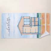 水パーソナライズされた色ビーチハット ビーチタオル (正面)