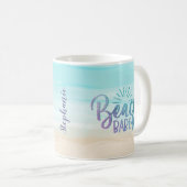 水パーソナライズされた色ビーチベーブグリッター コーヒーマグカップ (正面右)