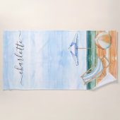 水パーソナライズされた色ビーチ椅子ボール傘 ビーチタオル (正面)