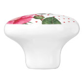 水パーソナライズされた色ピンクローズフローラモノグラム セラミックノブ (側面)