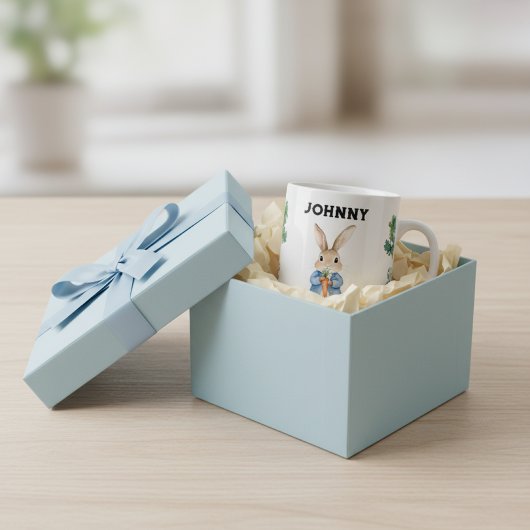 水パーソナライズされた色ピーターうさぎ子供の名前 コーヒーマグカップ