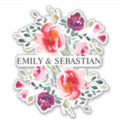 水パーソナライズされた色フラワーシール シール (正面)