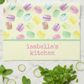 水パーソナライズされた色フランスのマカロン |マカロン キッチンタオル (折り畳み)