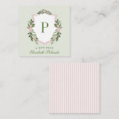 水パーソナライズされた色フローラクレストイニシャルギフト ノートカード (正面/裏面)