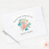 水パーソナライズされた色フローラブックプレート スクエアシール (封筒)