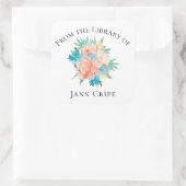 水パーソナライズされた色フローラブックプレート スクエアシール (バッグ)