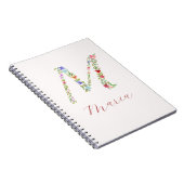 水パーソナライズされた色フローラモノグラム文字M ノートブック (右側)
