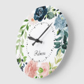 水パーソナライズされた色フローラリース壁時計 ラージ壁時計 (傾斜)