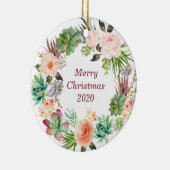 水パーソナライズされた色フローラリース セラミックオーナメント (右)