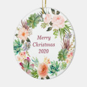 水パーソナライズされた色フローラリース セラミックオーナメント (左)