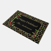 水パーソナライズされた色フローラ及び金ゴールドクローバー ドアマット (アングル)