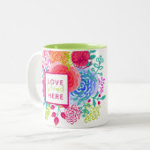 水パーソナライズされた色フローラ愛 ツートーンマグカップ (正面左)