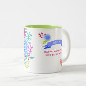 水パーソナライズされた色フローラ愛 ツートーンマグカップ (正面右)
