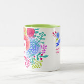 水パーソナライズされた色フローラ愛 ツートーンマグカップ (中央)