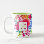 水パーソナライズされた色フローラ愛 ツートーンマグカップ (左)