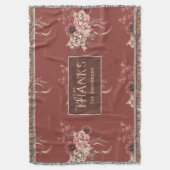 水パーソナライズされた色フローラ感謝祭 スローブランケット (正面縦)