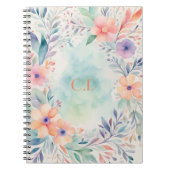 水パーソナライズされた色フローラ手帳カバー ノートブック (正面)