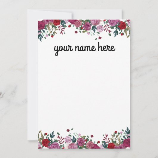 水パーソナライズされた色フローラ サンキューカード (正面)