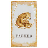 水パーソナライズされた色ベアハッピーバースデー スモールペーパーバッグ (裏面)