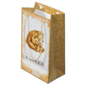 水パーソナライズされた色ベアハッピーバースデー スモールペーパーバッグ (正面アングル)