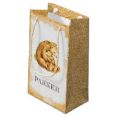 水パーソナライズされた色ベアハッピーバースデー スモールペーパーバッグ (裏面アングル)